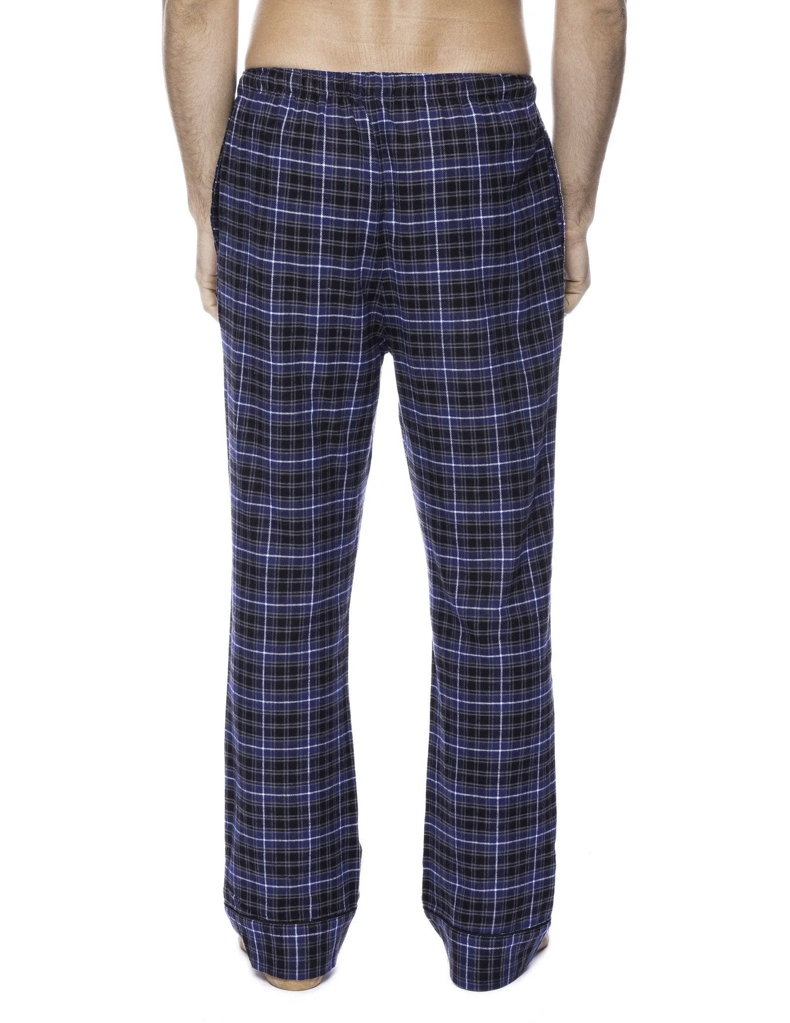 2-Pack Men's 100% Cotton Flannel Lounge Pants (Plaid Burgundy-Grey/Navy-Black)