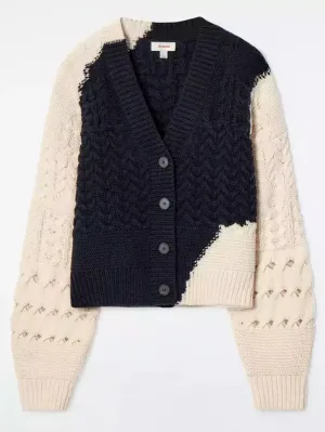 Abstract Cable-Knit Cardigan Sweater