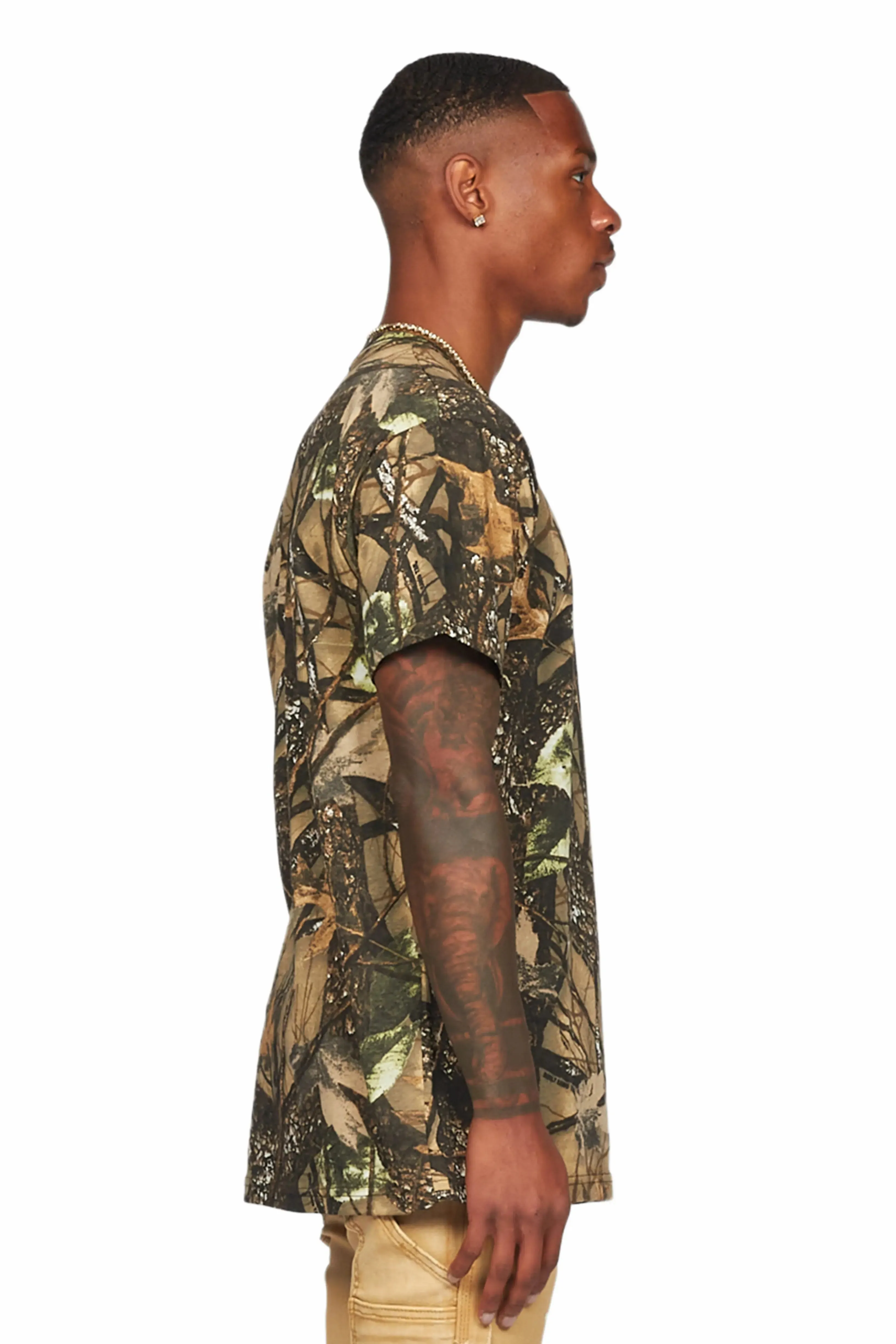 Acko Beige Tree Camo Graphic T-Shirt