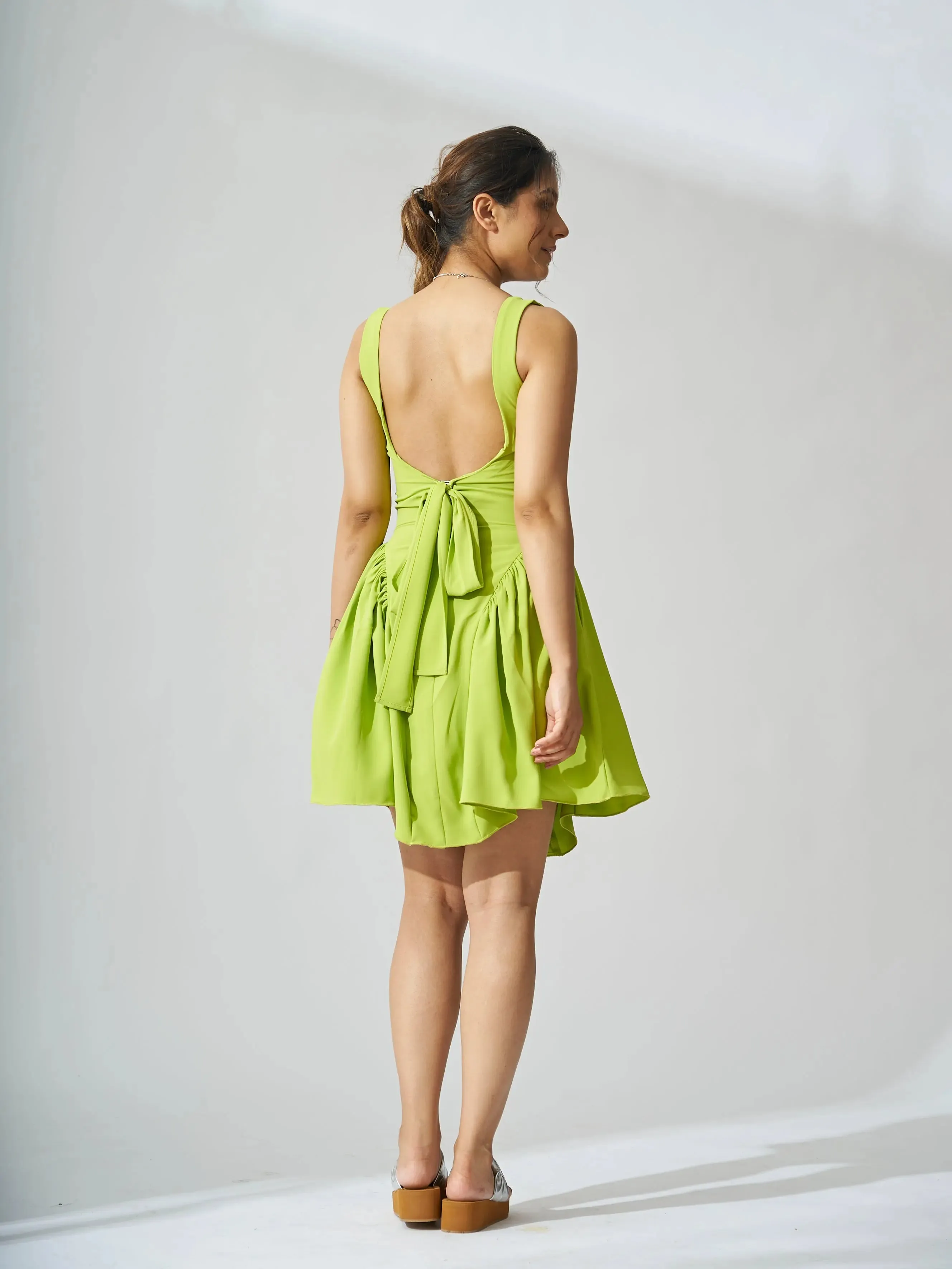 Backless Bow Mini Dress