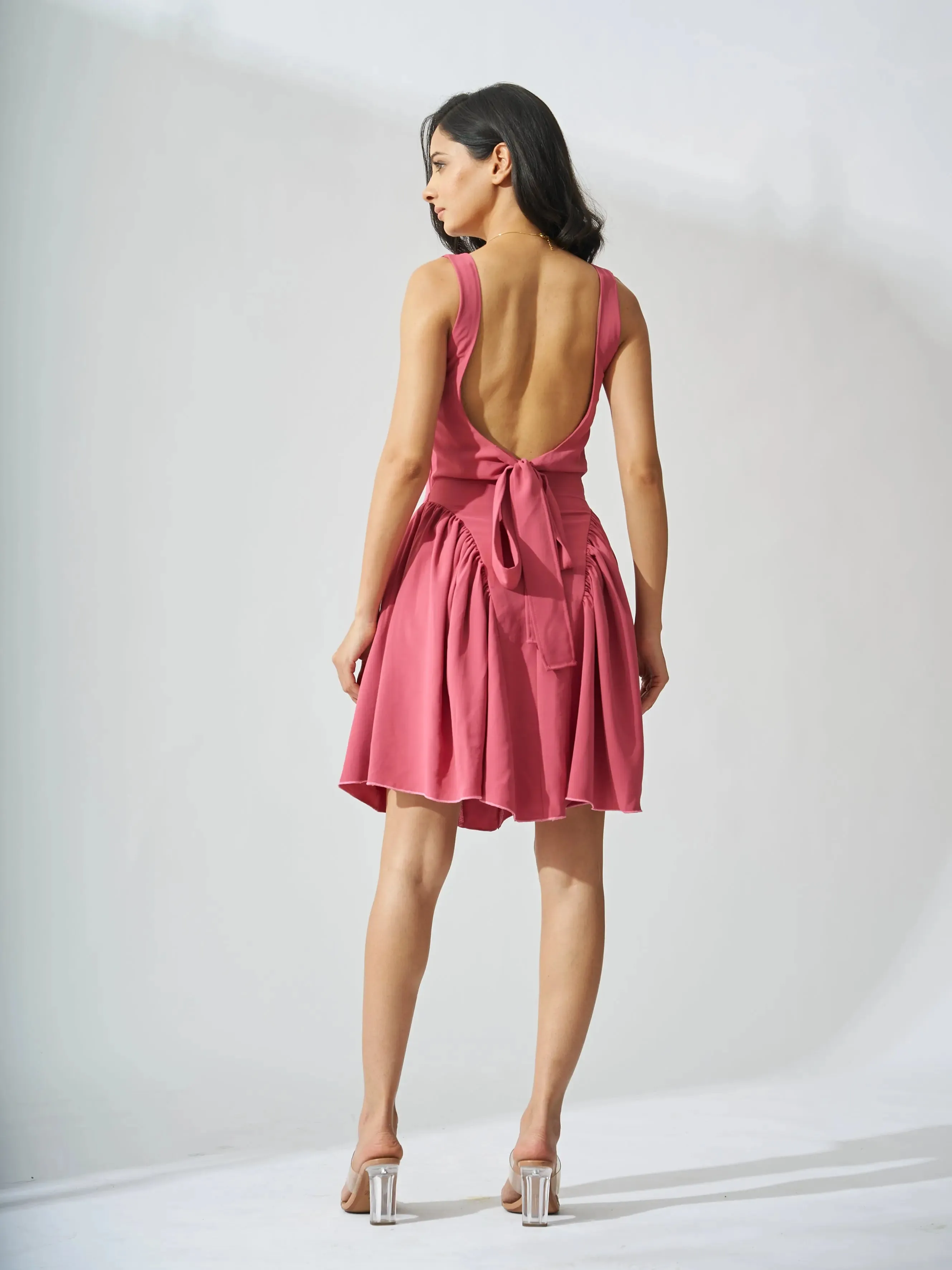 Backless Bow Mini Dress