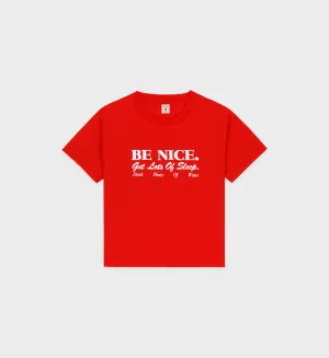 Be Nice Kids T-Shirt - Bright Red/White