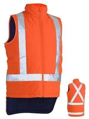 Bisley Workwear Taped Ttmc-w Hi Vis Puffer Vest With X Back (Shower Proof) BV0379XT