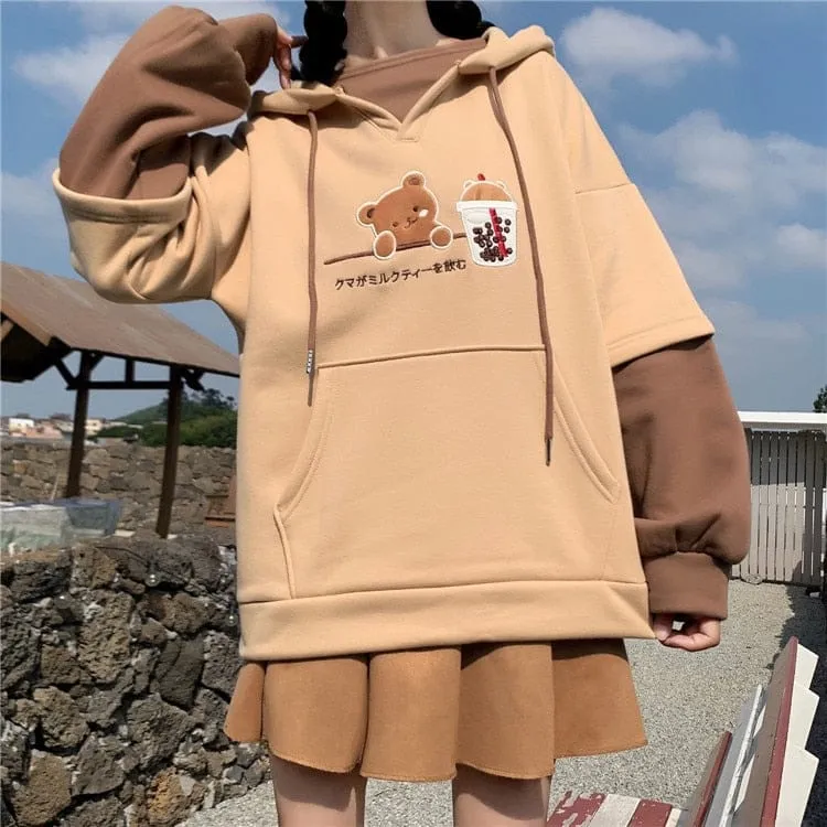 Boba Tea Bear Chocolate Hoodie