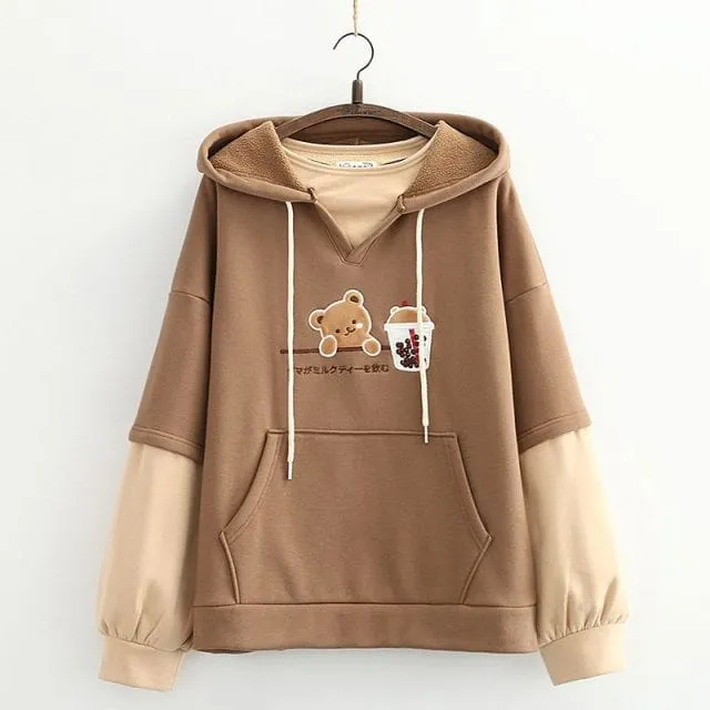 Boba Tea Bear Chocolate Hoodie