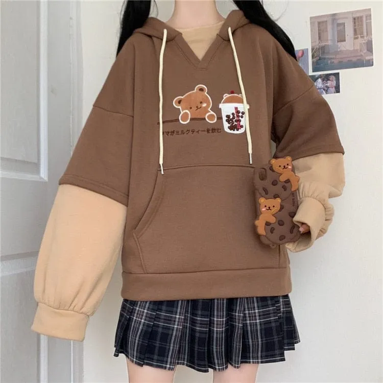 Boba Tea Bear Chocolate Hoodie