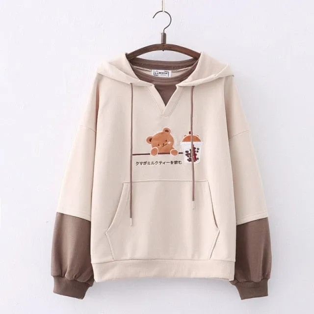 Boba Tea Bear Chocolate Hoodie