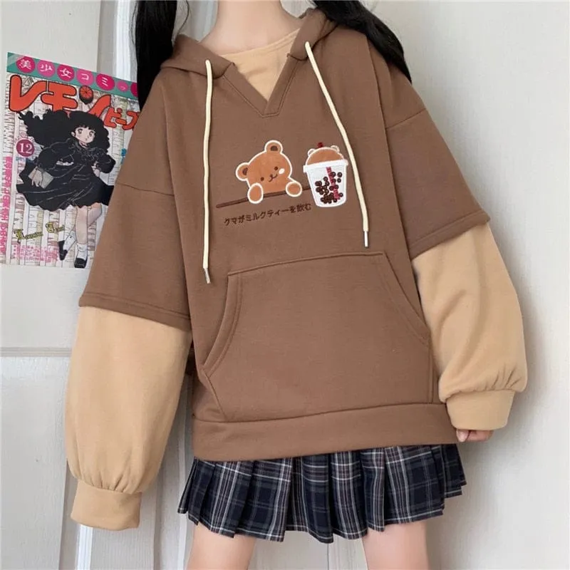 Boba Tea Bear Chocolate Hoodie