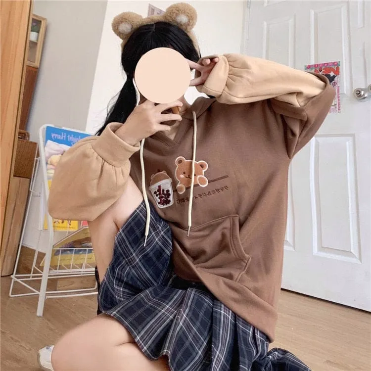 Boba Tea Bear Chocolate Hoodie