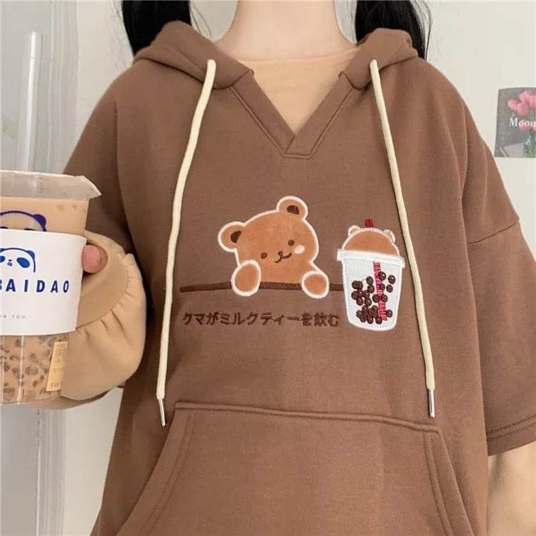 Boba Tea Bear Chocolate Hoodie