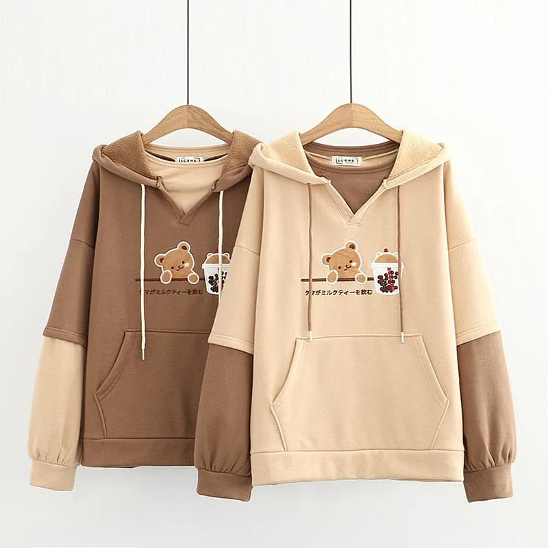 Boba Tea Bear Chocolate Hoodie