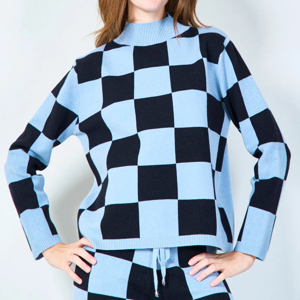 Bold checkered knit sweater wholesale