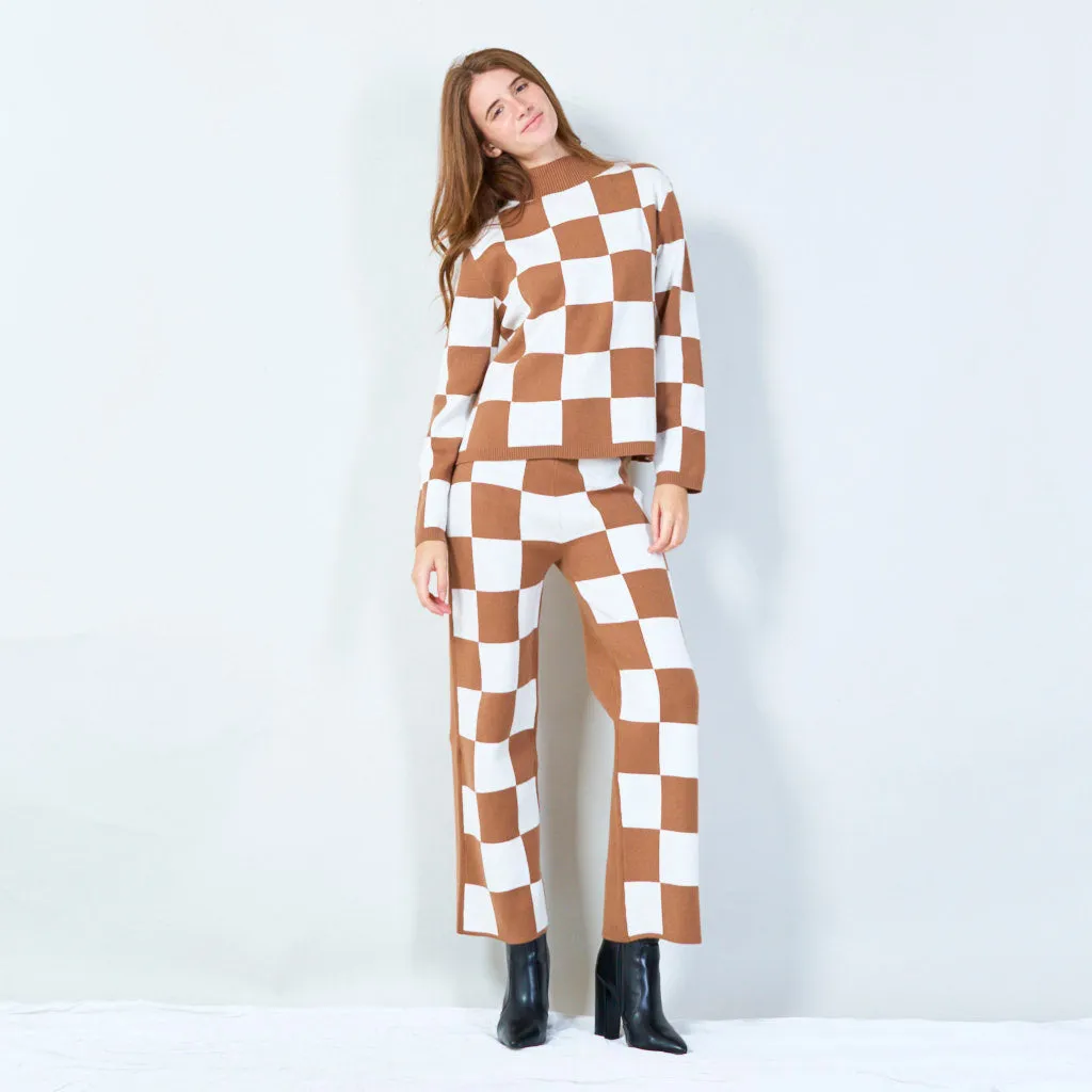 Bold checkered knit sweater wholesale