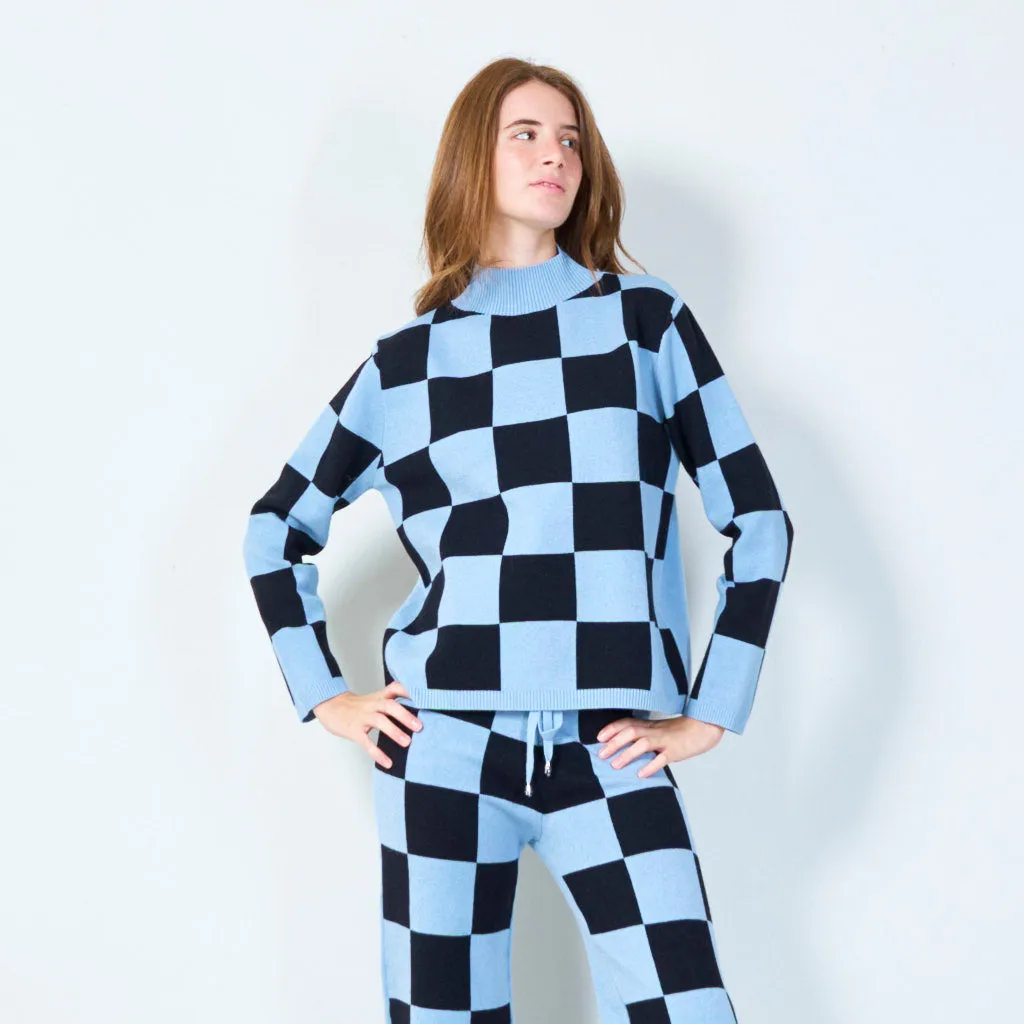 Bold checkered knit sweater wholesale