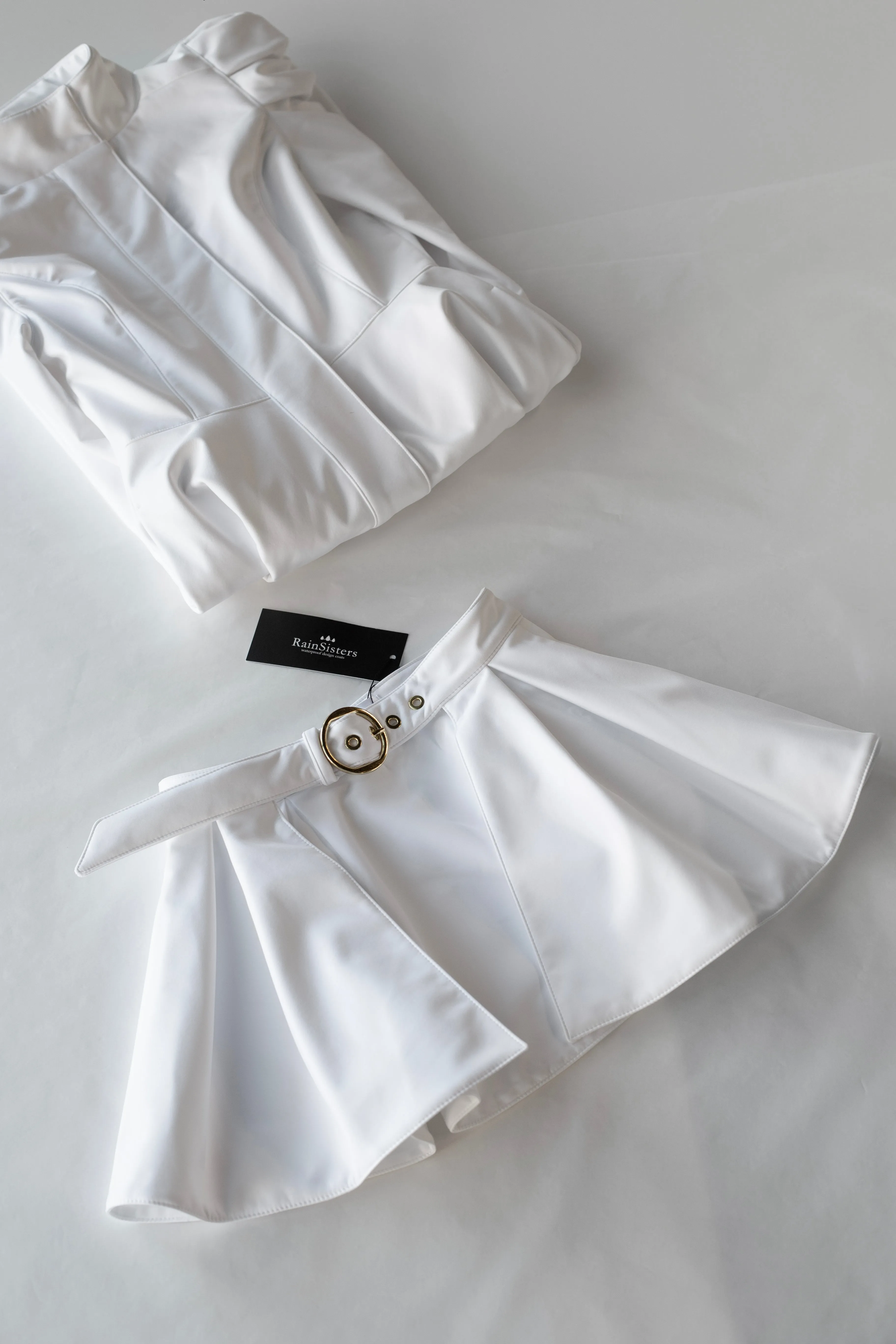 Buckle Belt with Peplum Detail in White | 'Majestic White'