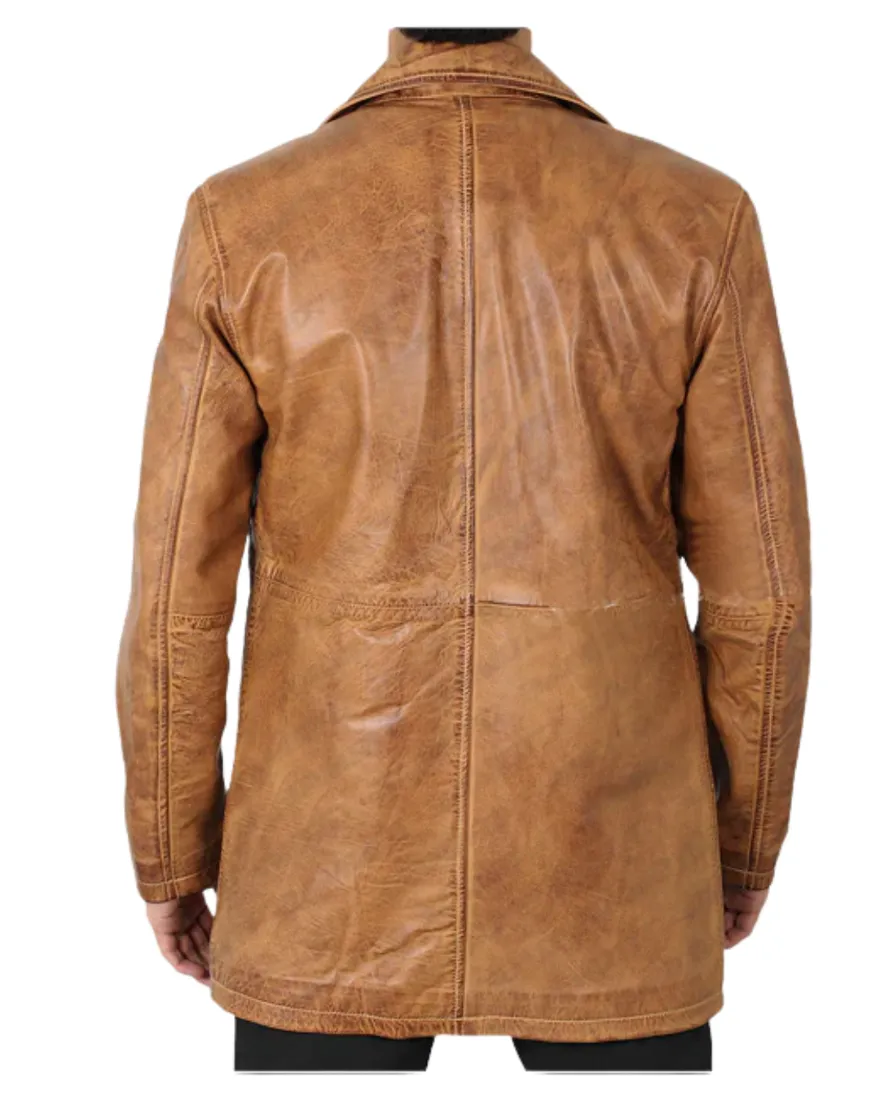 Camel Brown Trench Coat | Real Sheepskin Leather