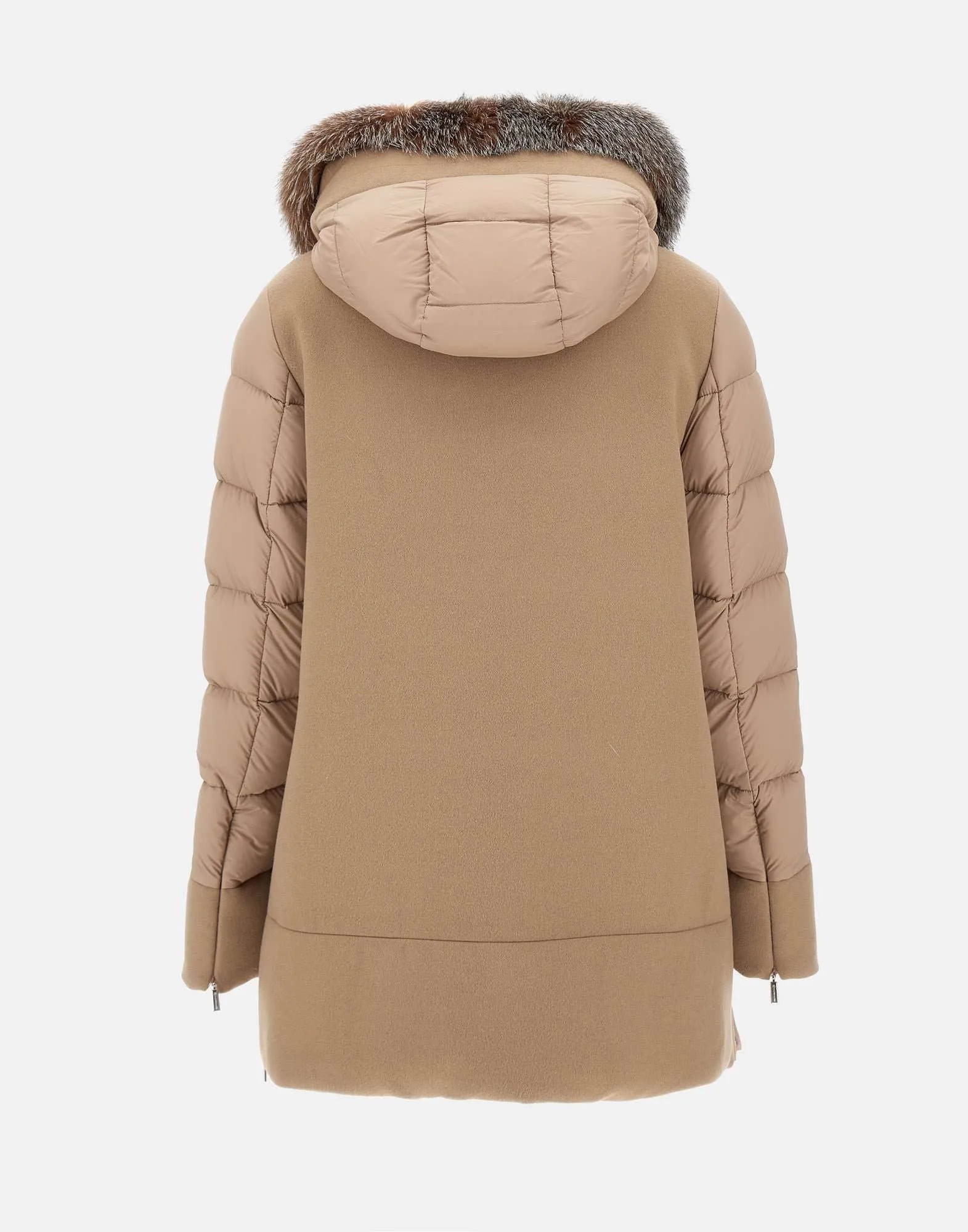 Camel Cashmere Blend Jacket with Fur