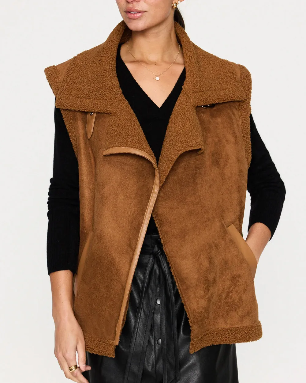 Camel Shearling Loredo Vest