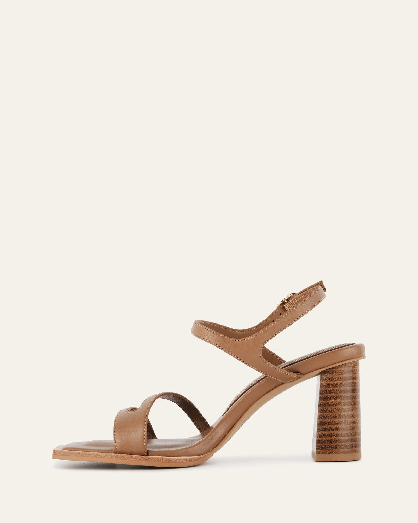 CASEY HIGH HEEL SANDAL TAN LEATHER