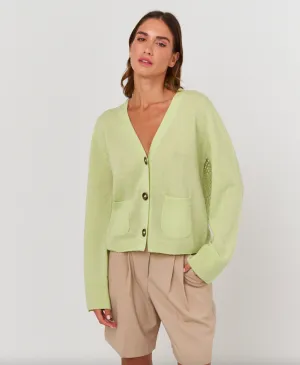 Crochet Back Cardi - Lime Zest