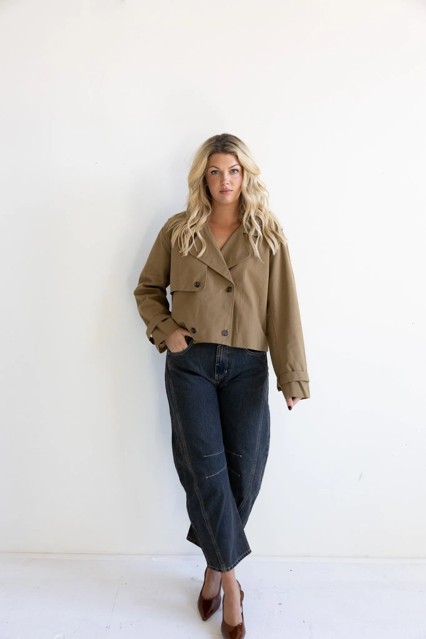 Cropped Double-Breasted Trench