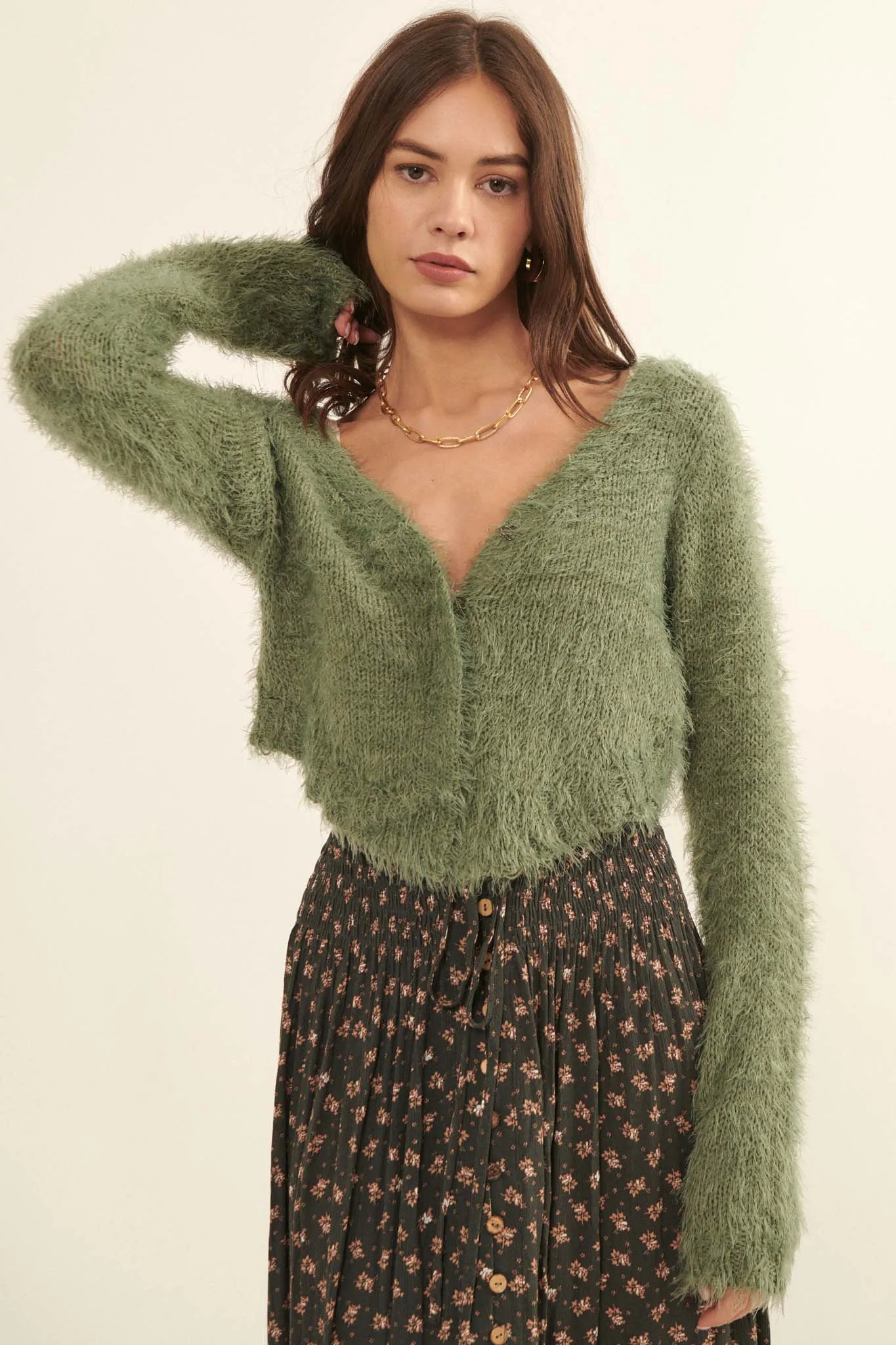 Cuddle Closer Solid Furry Knit Cardigan