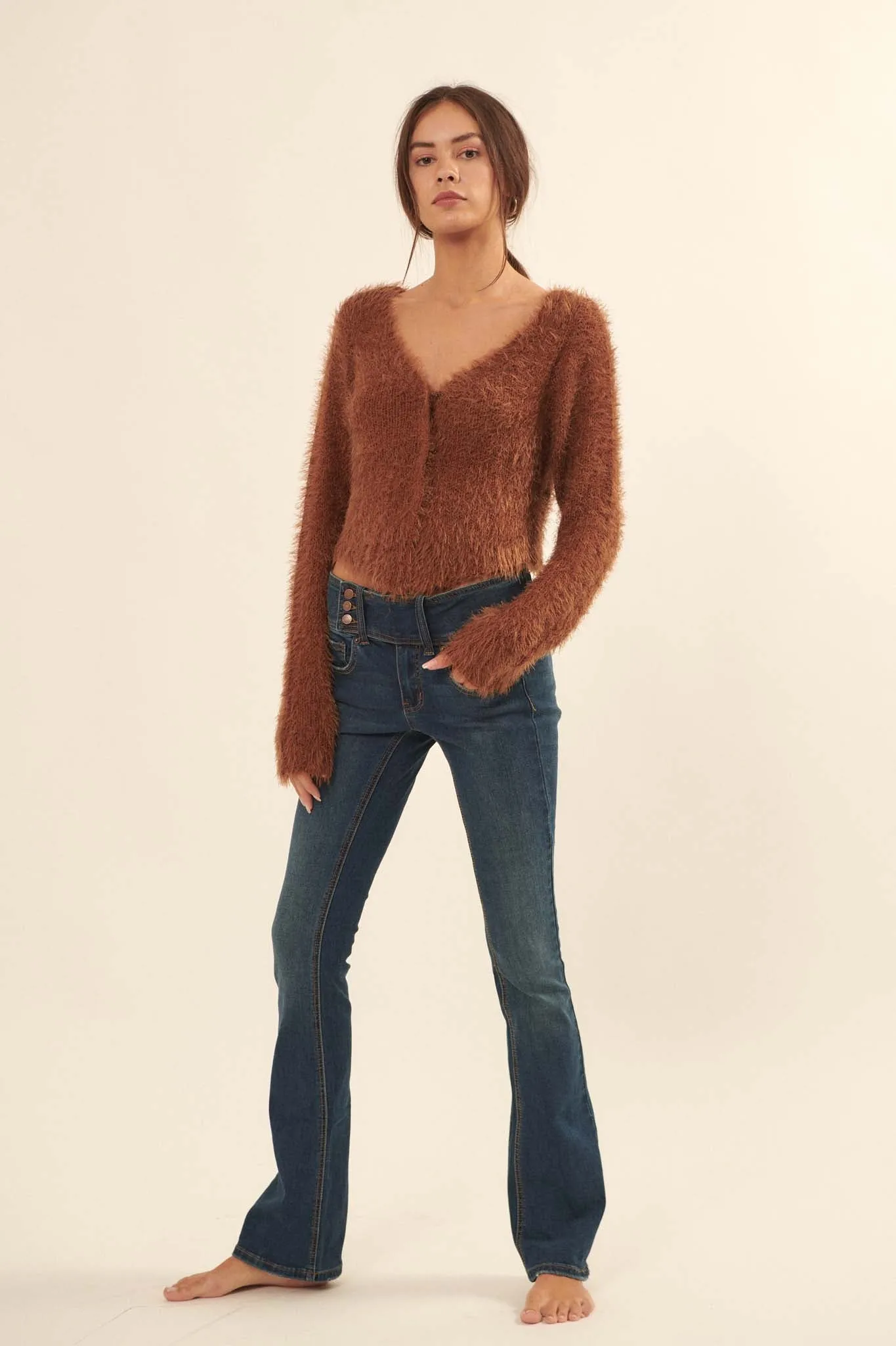 Cuddle Closer Solid Furry Knit Cardigan