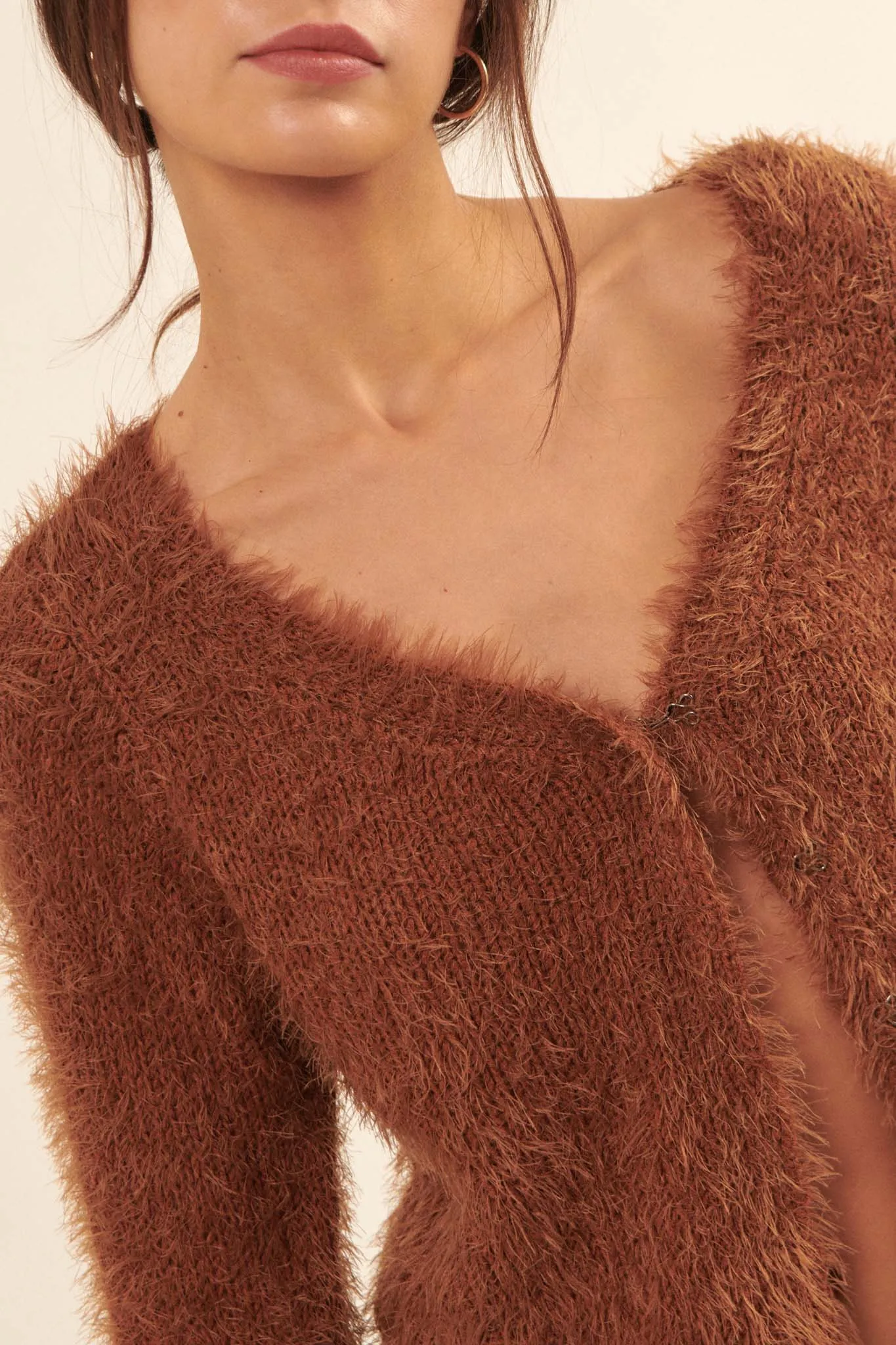 Cuddle Closer Solid Furry Knit Cardigan