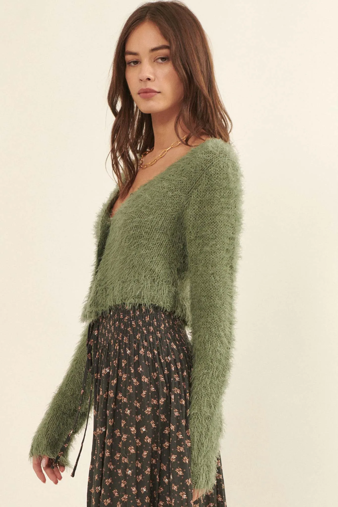 Cuddle Closer Solid Furry Knit Cardigan