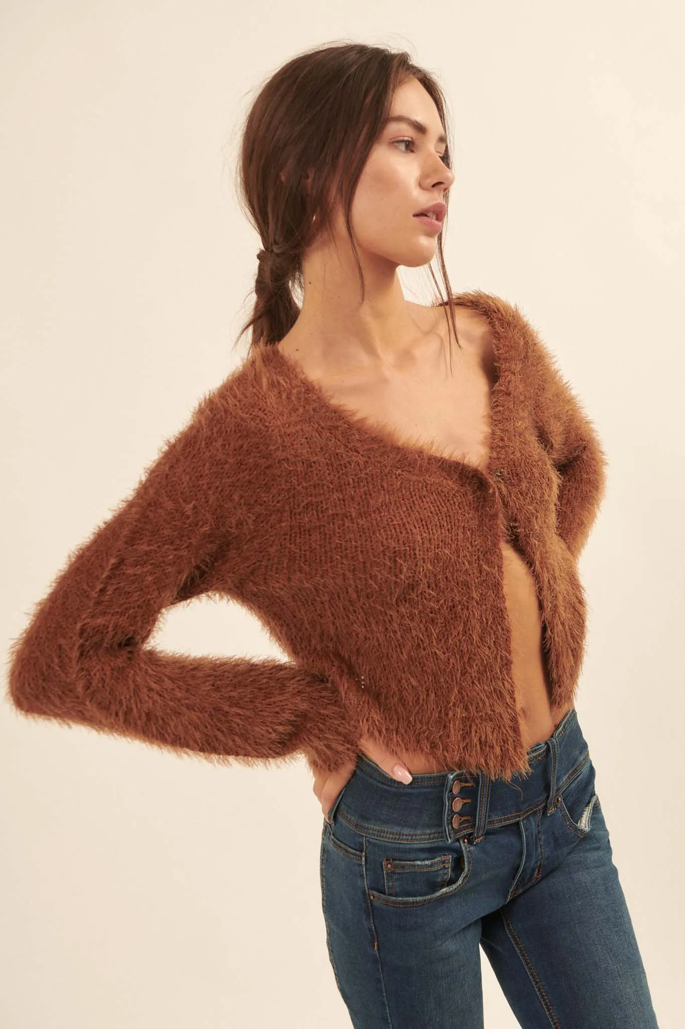 Cuddle Closer Solid Furry Knit Cardigan