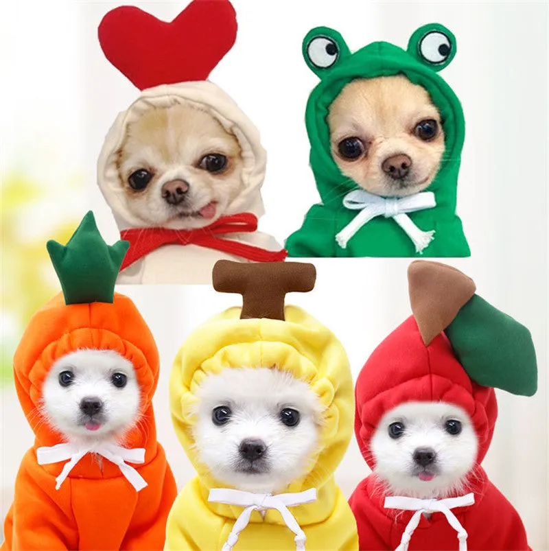 Cute Fruit Hoodies for Small Dogs – Warm Fleece Pet Outfit for Winter