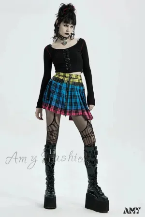 Decoration Half Plaid Playful Women's Charming Daily Pleated Head Color Little Sexy Nails Ghost Mini Skirt