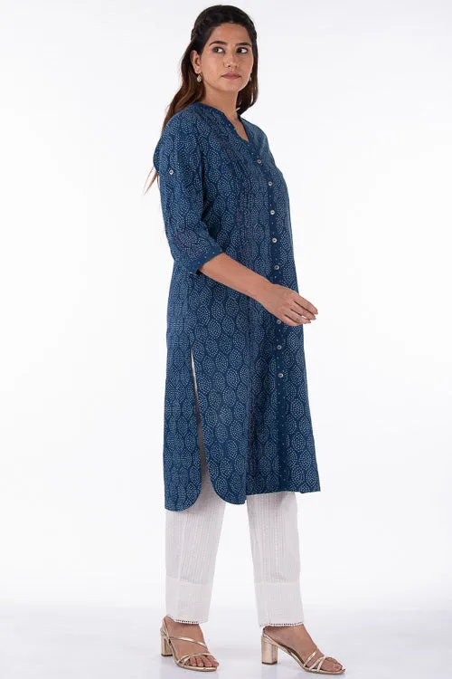 Dharan "Diya Kurta" Indigo Block Printed Kurta