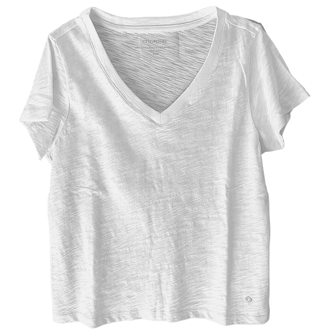 Erin Gray Low-key V Neck Tee in White