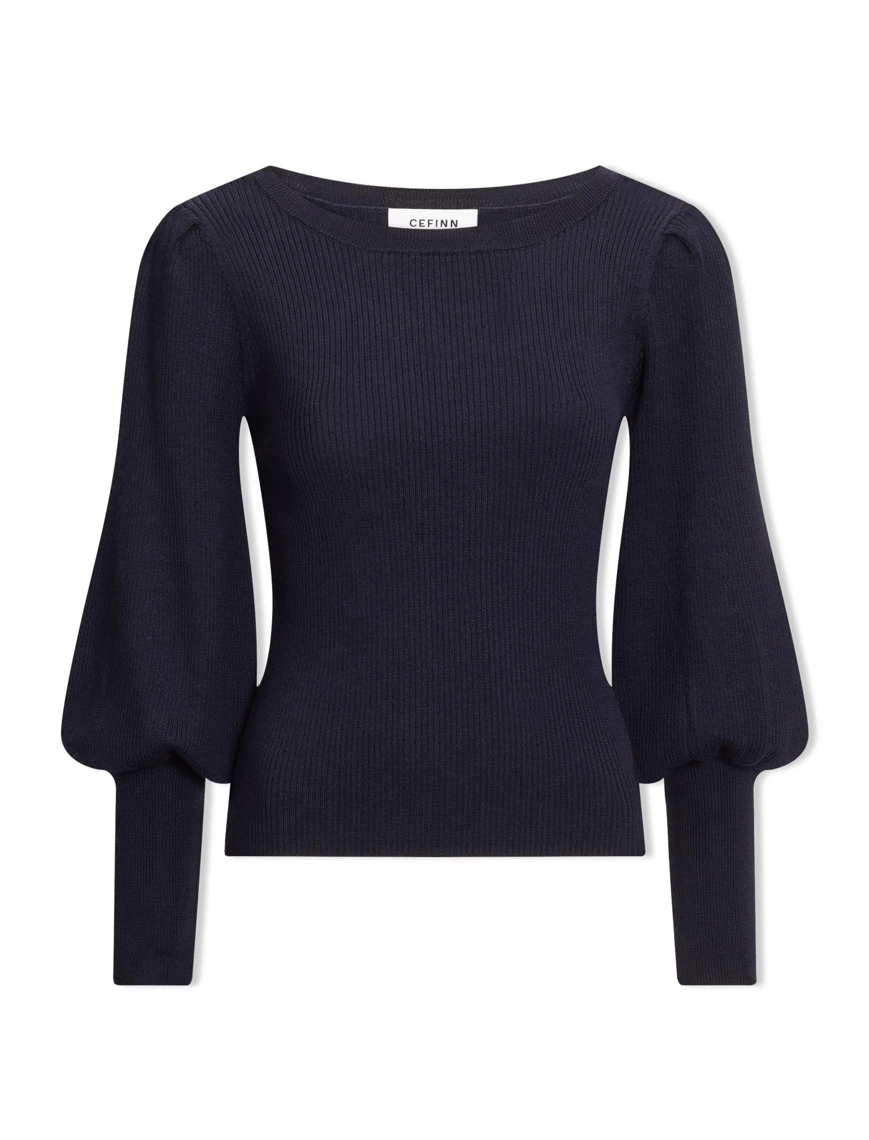 Eva Wool Boat Neck Jumper - Navy