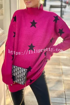 Eye Catching Star Pattern Knitted Pullover Sweater