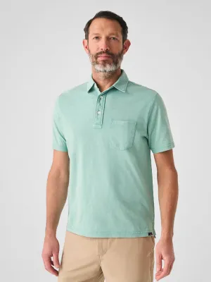 Faherty Sunwashed T-Shirt Polo in Lagoon Teal