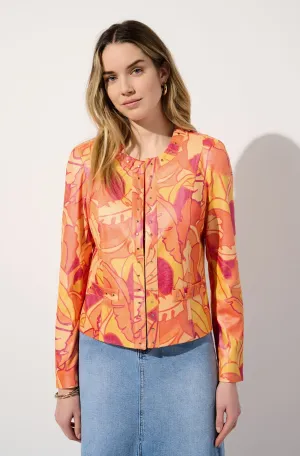 Foiled Suede Floral Print Fitted Jacket