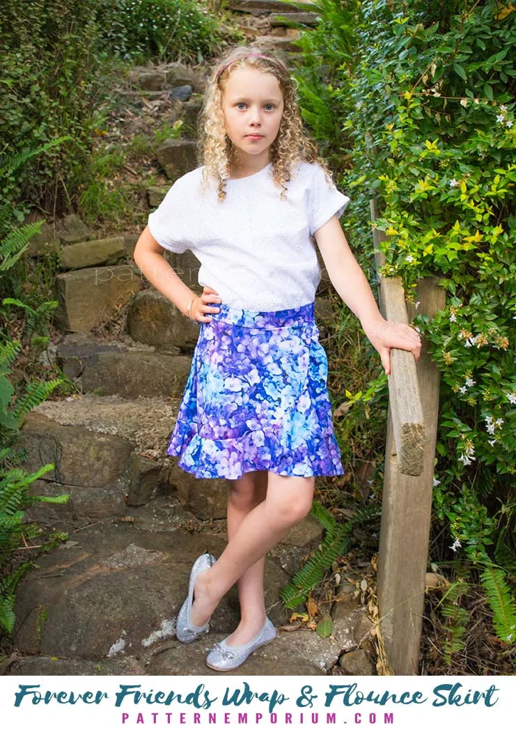 Forever Friends | Girls Wrap & Flounce Skirt Sewing Pattern