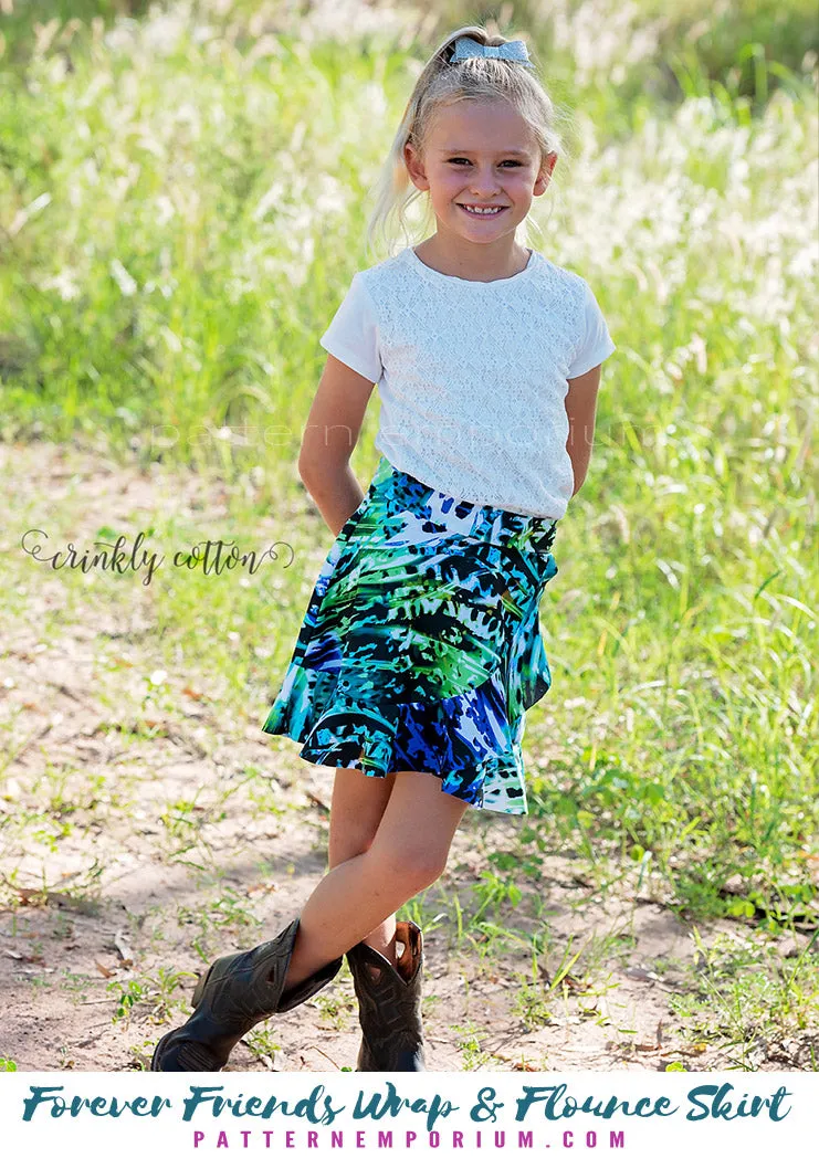 Forever Friends | Girls Wrap & Flounce Skirt Sewing Pattern