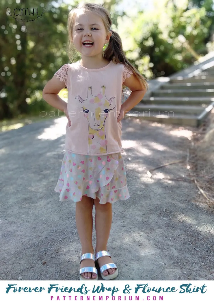 Forever Friends | Girls Wrap & Flounce Skirt Sewing Pattern