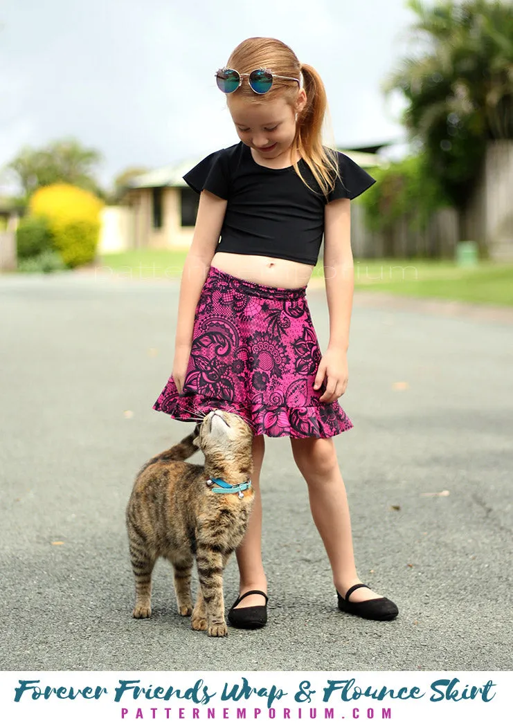 Forever Friends | Girls Wrap & Flounce Skirt Sewing Pattern