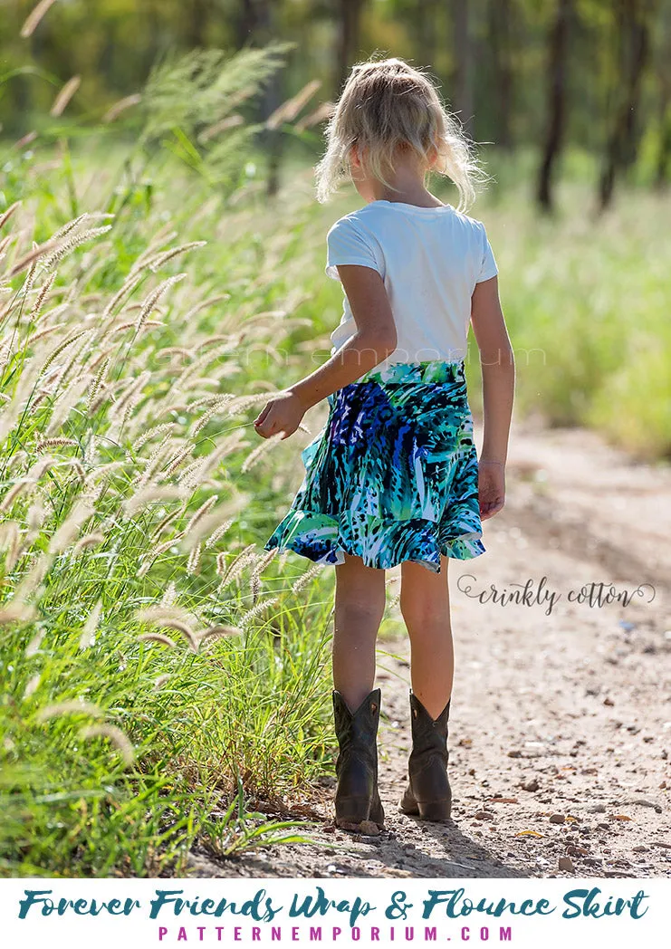 Forever Friends | Girls Wrap & Flounce Skirt Sewing Pattern