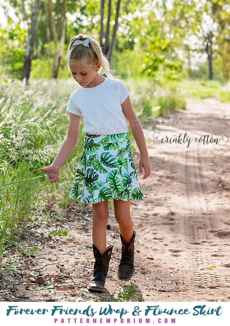 Forever Friends | Girls Wrap & Flounce Skirt Sewing Pattern