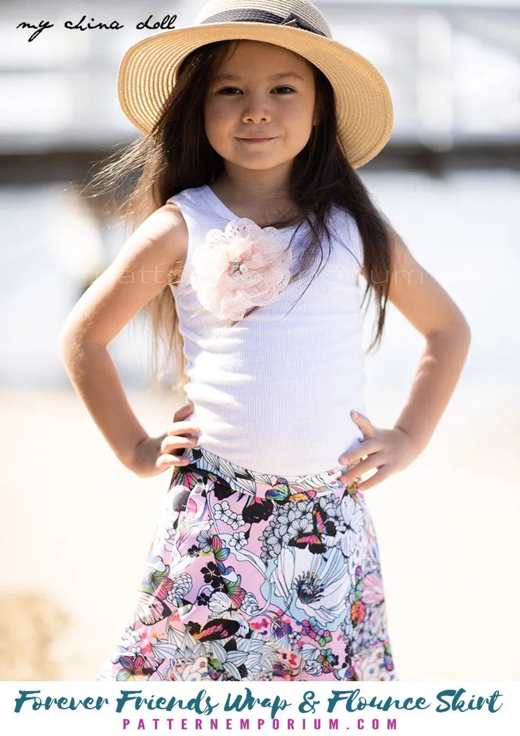 Forever Friends | Girls Wrap & Flounce Skirt Sewing Pattern