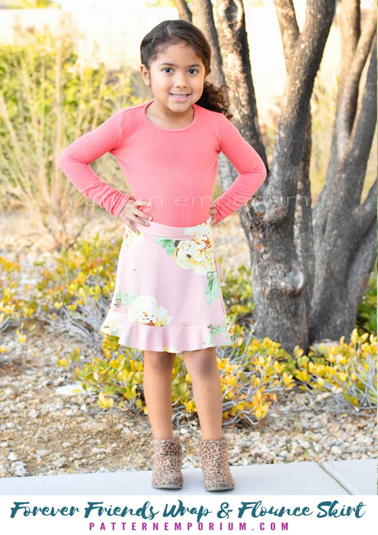 Forever Friends | Girls Wrap & Flounce Skirt Sewing Pattern