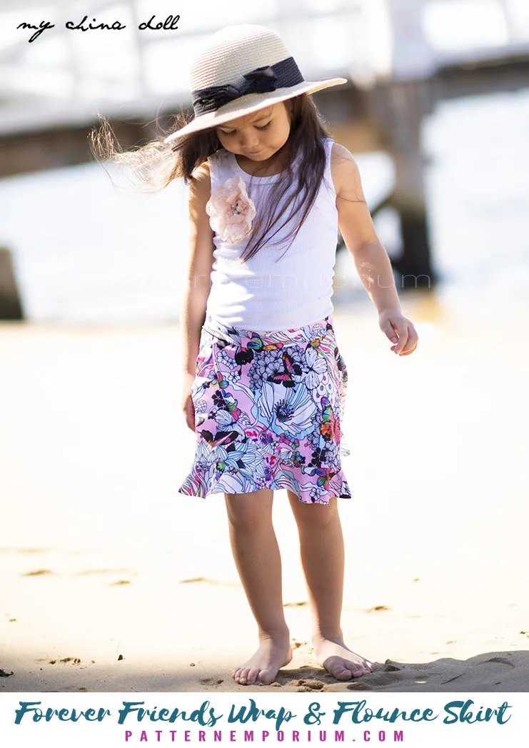 Forever Friends | Girls Wrap & Flounce Skirt Sewing Pattern