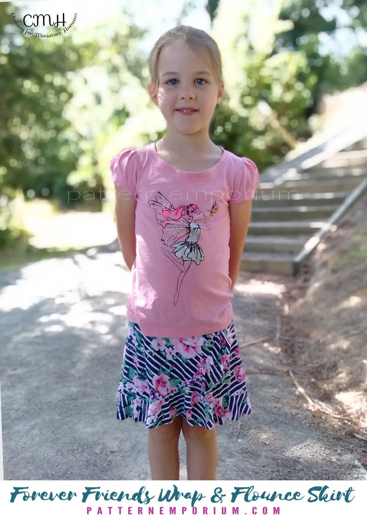 Forever Friends | Girls Wrap & Flounce Skirt Sewing Pattern