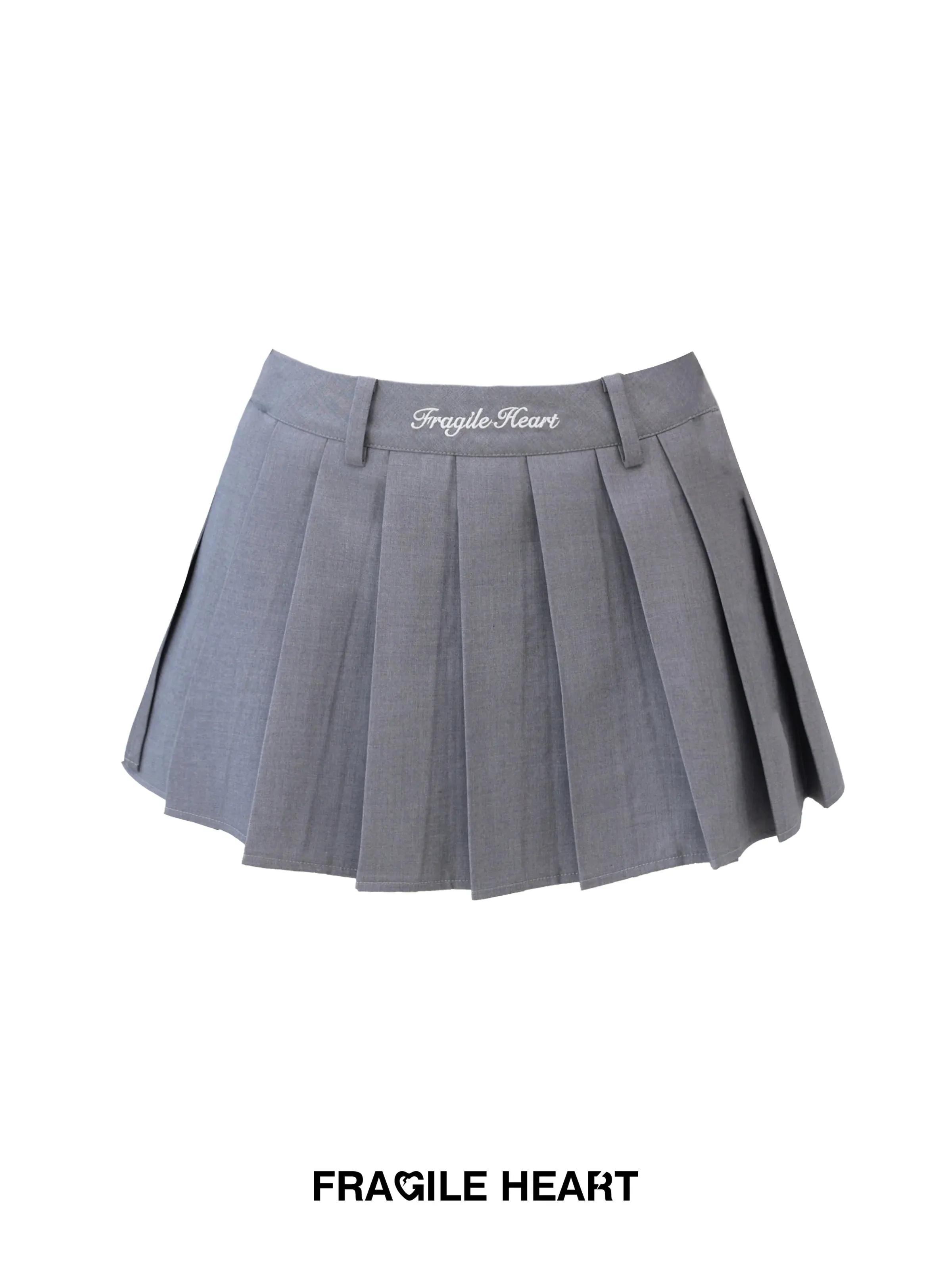 Fragile Heart Preppy Duo: Gray Pleated Mini Skirt and Bow-Tie Cropped Blouse Set