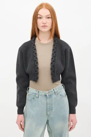 Grey Wool Knit Chain Link Cardigan